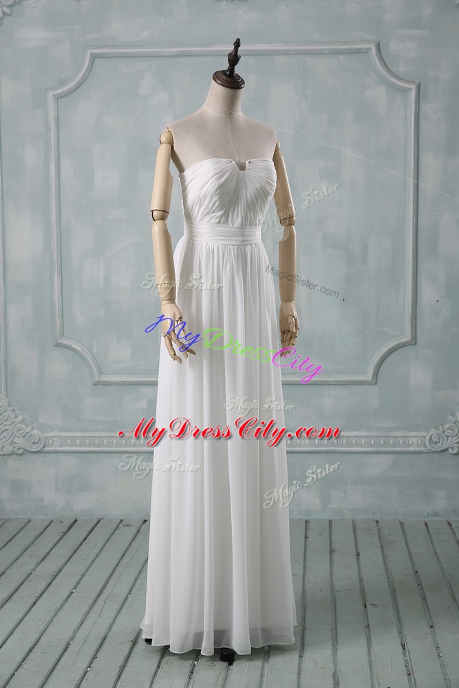 Cute White Sleeveless Chiffon Zipper Wedding Gowns for Wedding Party