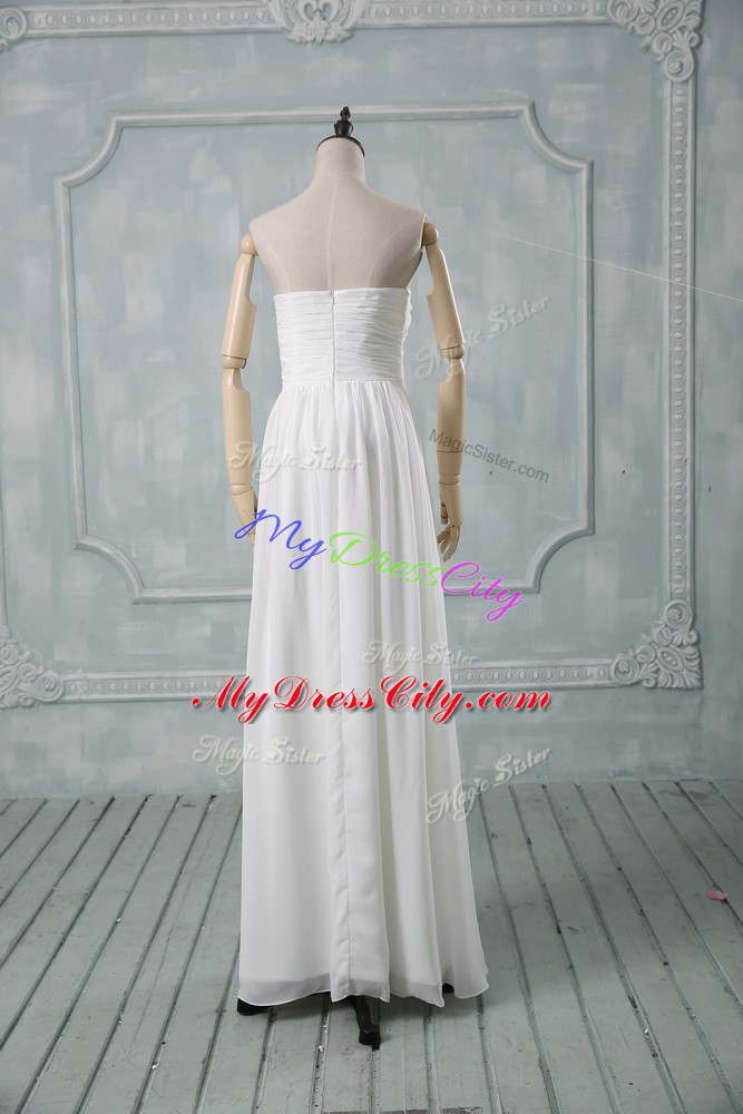 Cute White Sleeveless Chiffon Zipper Wedding Gowns for Wedding Party