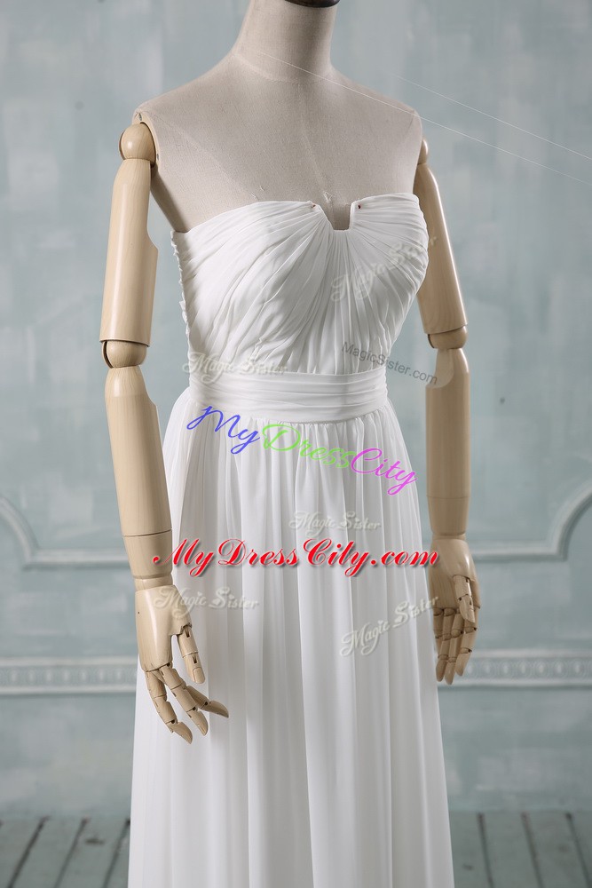 Cute White Sleeveless Chiffon Zipper Wedding Gowns for Wedding Party