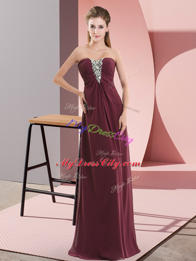 Amazing Chiffon Sleeveless Floor Length Evening Party Dresses and Beading