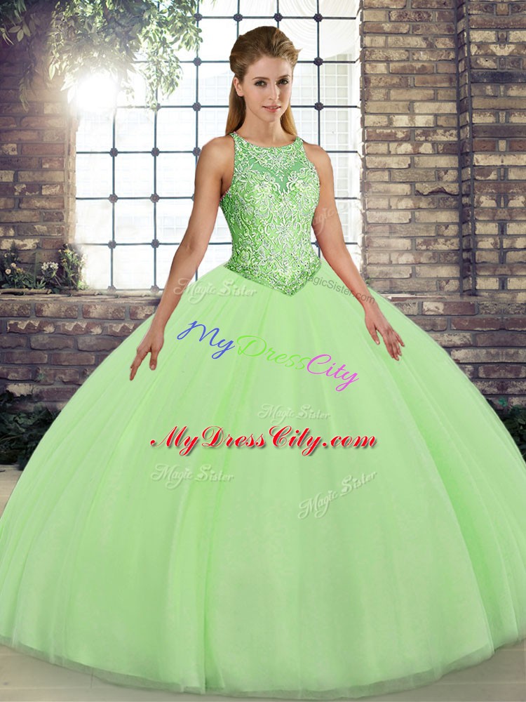 New Style Floor Length Lace Up 15th Birthday Dress for Military Ball and Sweet 16 and Quinceanera with Embroidery