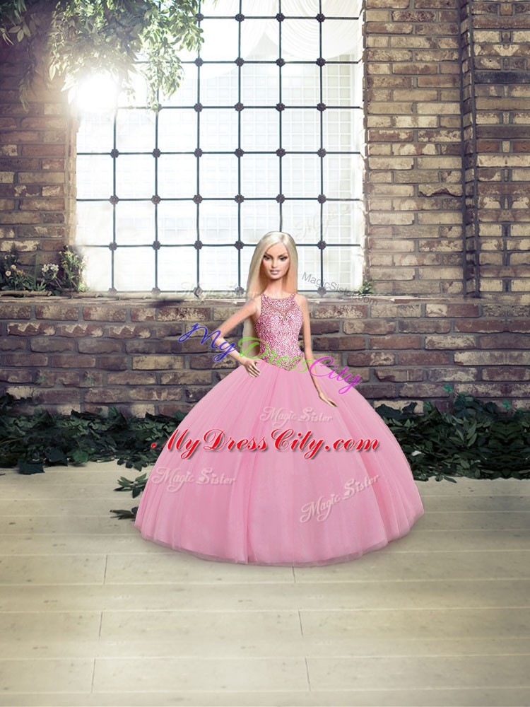 Custom Designed Tulle Sleeveless Floor Length Quinceanera Dresses and Embroidery