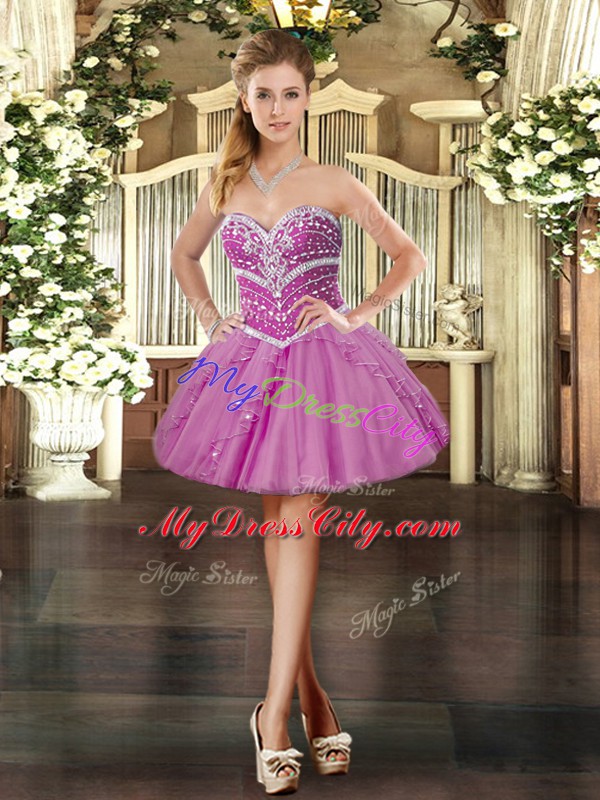 Hot Selling Ball Gowns Sweet 16 Quinceanera Dress Lilac Sweetheart Tulle Sleeveless Floor Length Lace Up