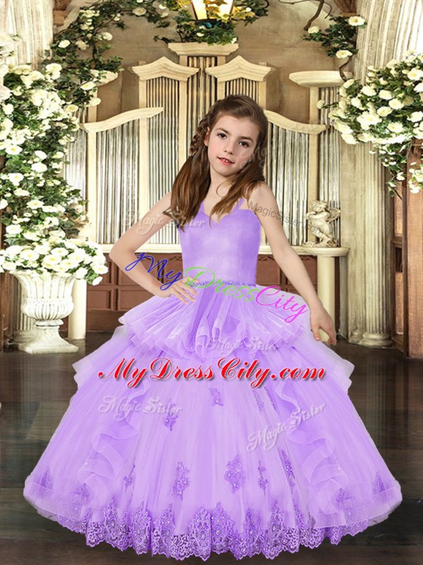 Sleeveless Appliques Lace Up Pageant Dress for Teens