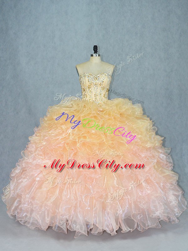 Floor Length Multi-color Quinceanera Gown Sweetheart Sleeveless Lace Up