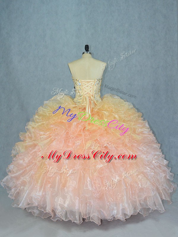 Floor Length Multi-color Quinceanera Gown Sweetheart Sleeveless Lace Up