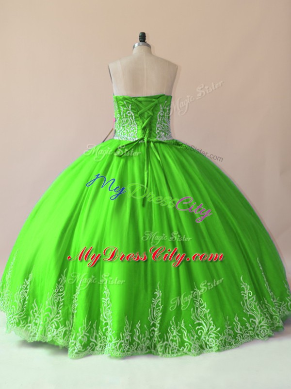 New Style Lace Up 15 Quinceanera Dress Embroidery Sleeveless Floor Length