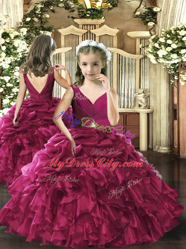 Organza Sleeveless Floor Length Quinceanera Gown and Ruffles