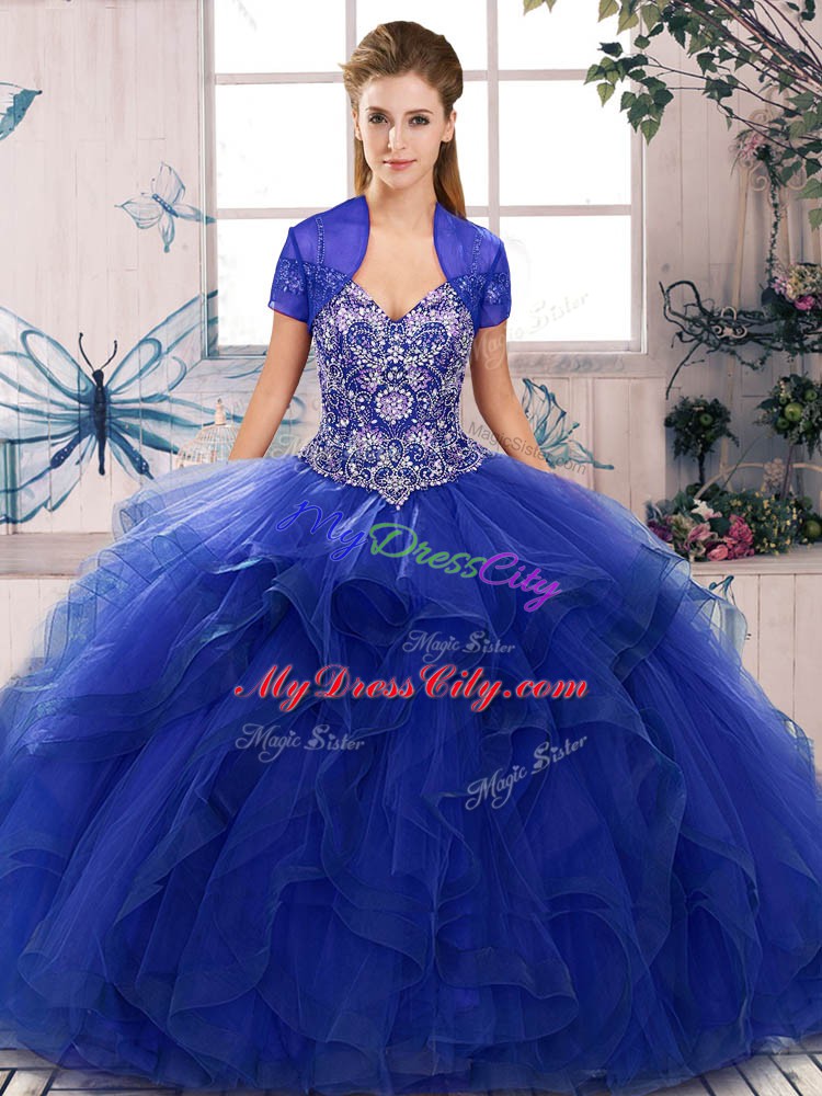 Sleeveless Beading and Ruffles Lace Up 15 Quinceanera Dress