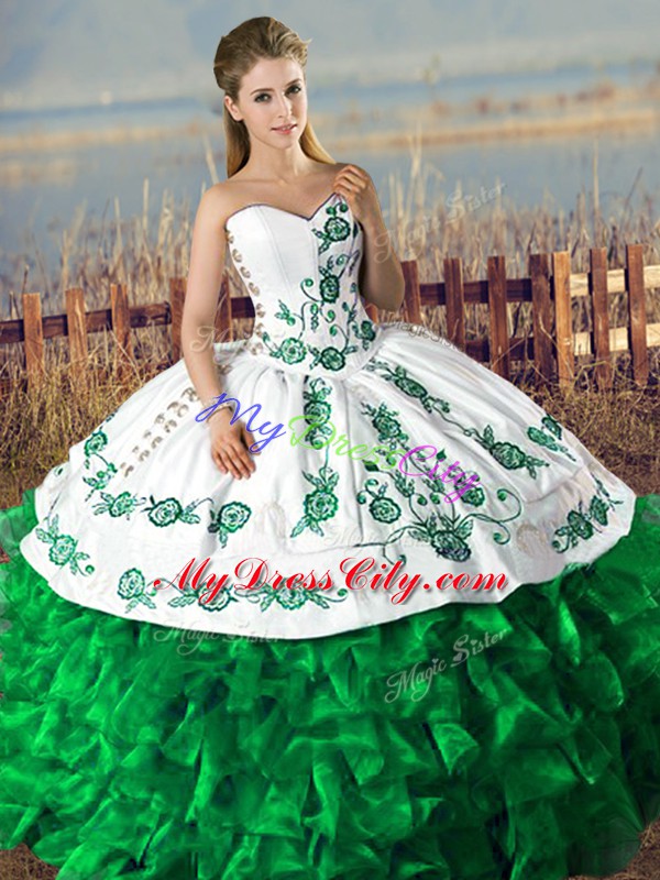 Custom Fit Embroidery and Ruffles Lace Up Sweet 16 Dresses