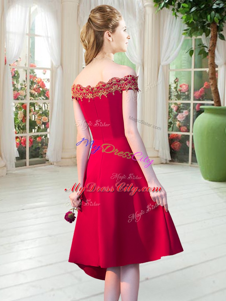 Classical Off The Shoulder Zipper Appliques Homecoming Dress Sleeveless