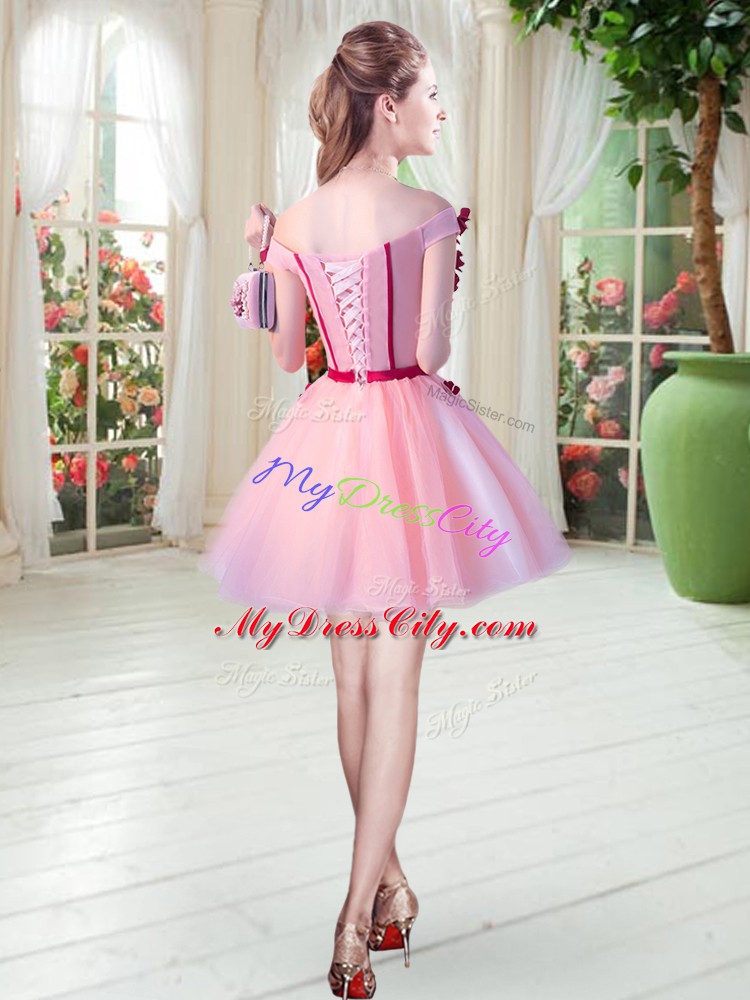 Charming Peach Sleeveless Beading and Appliques Mini Length Homecoming Dress