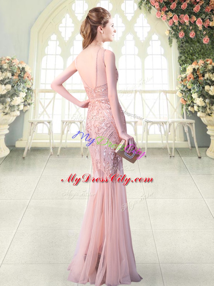 Stylish Sleeveless Backless Floor Length Sequins Prom Evening Gown