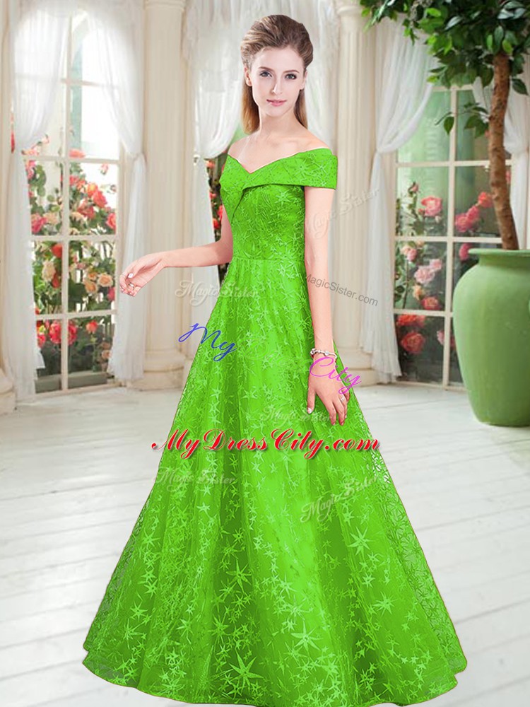 Stylish Prom Evening Gown Prom and Party with Beading Off The Shoulder Sleeveless Lace Up