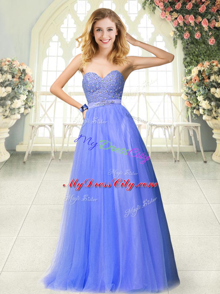 On Sale Sleeveless Zipper Floor Length Beading Dress for Prom