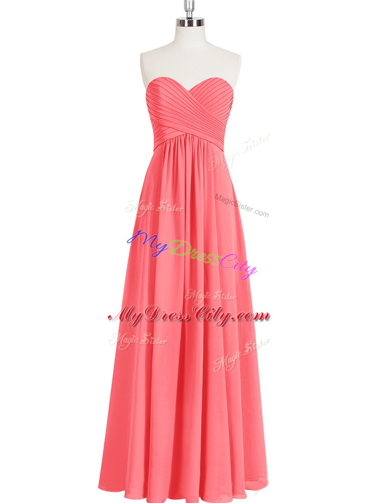 Fantastic Watermelon Red Sleeveless Chiffon Zipper Dress for Prom for Prom and Party