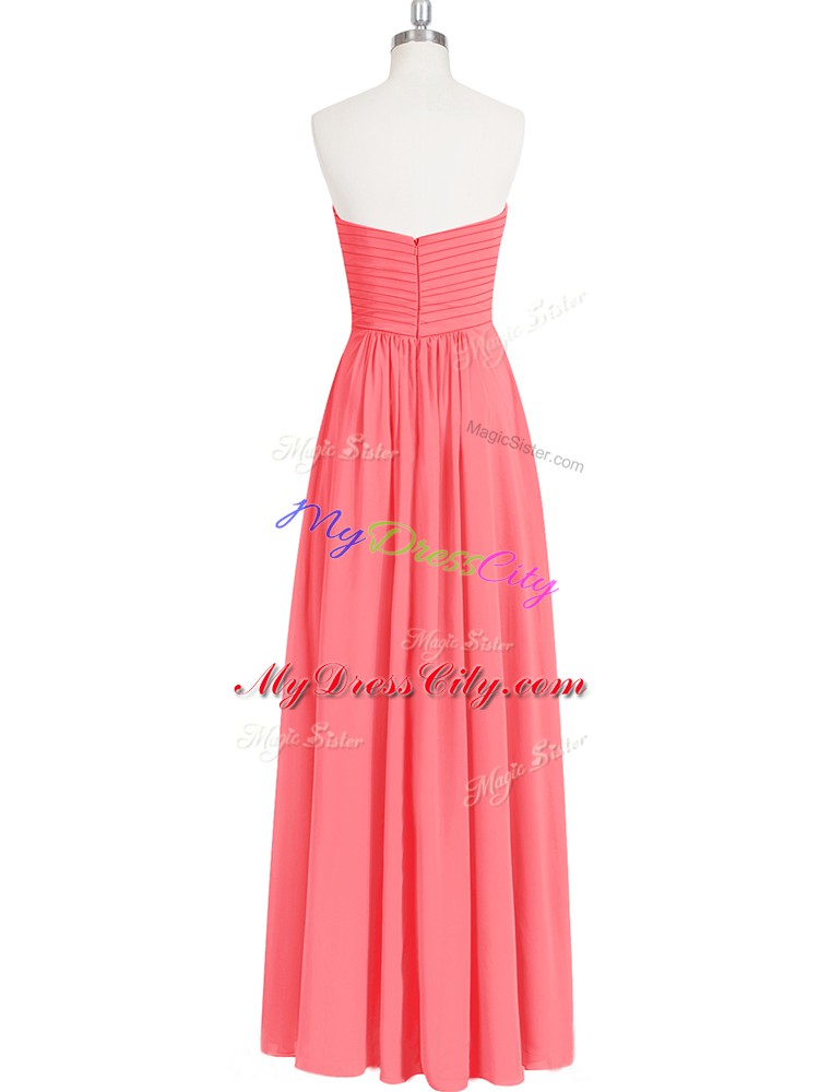 Fantastic Watermelon Red Sleeveless Chiffon Zipper Dress for Prom for Prom and Party