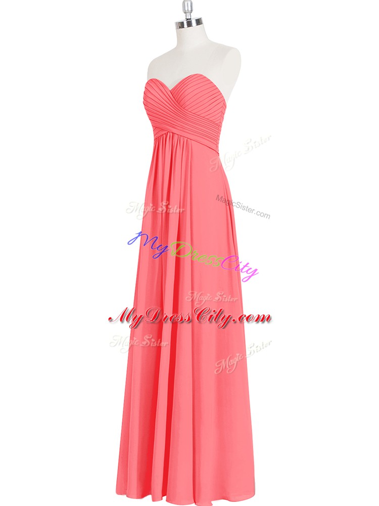 Fantastic Watermelon Red Sleeveless Chiffon Zipper Dress for Prom for Prom and Party