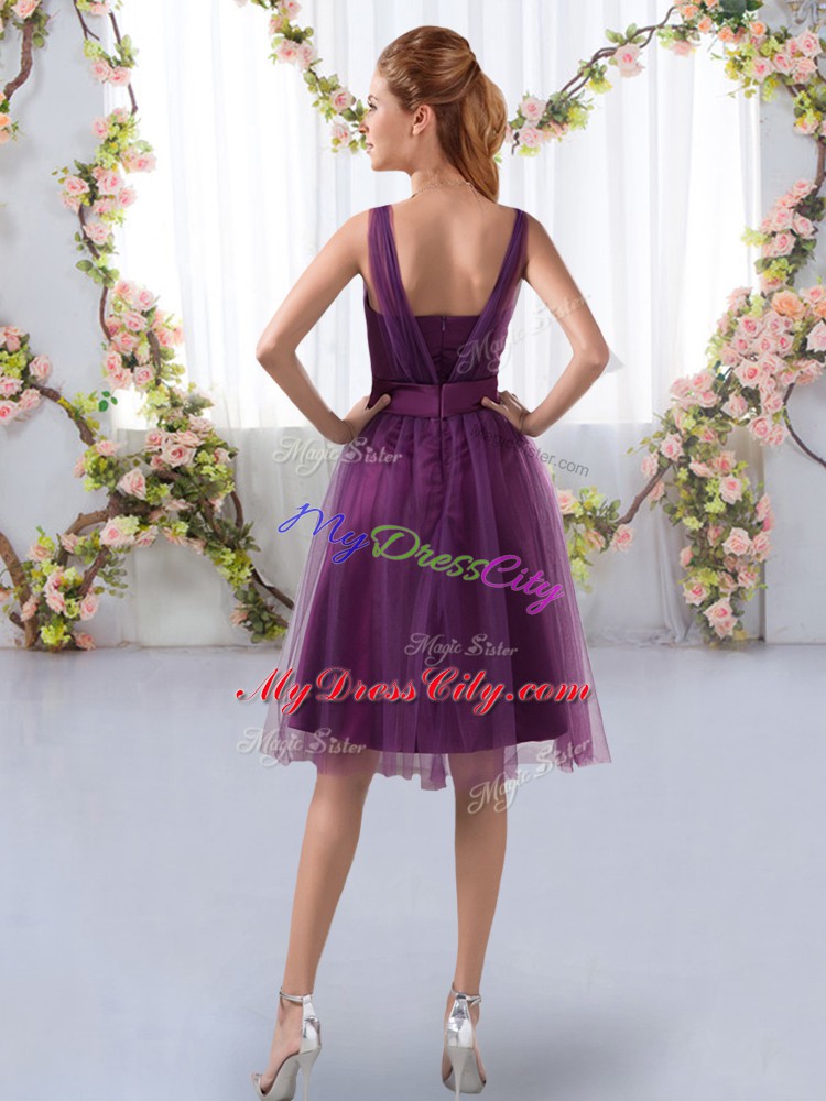 Knee Length Empire Sleeveless Burgundy Wedding Guest Dresses Zipper