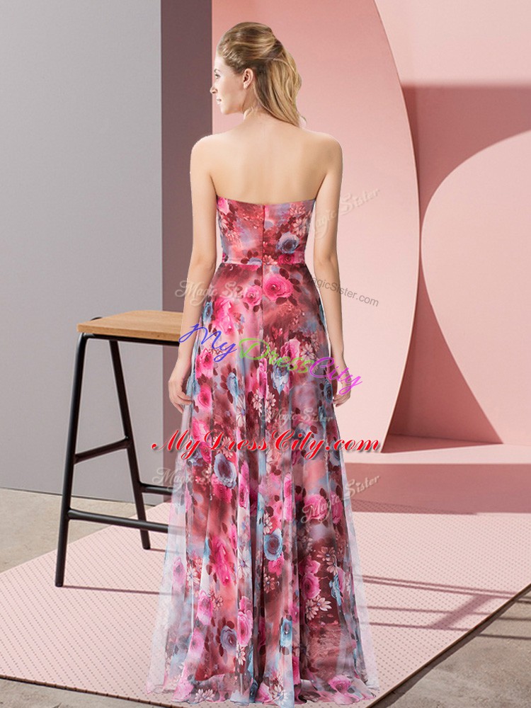 Ideal Multi-color Printed Zipper Prom Gown Sleeveless Floor Length Pattern