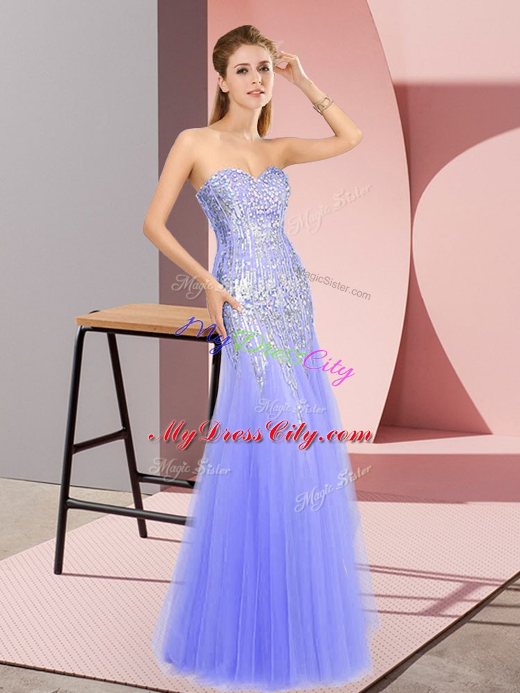 Extravagant Sweetheart Sleeveless Zipper Prom Dresses Lavender Tulle