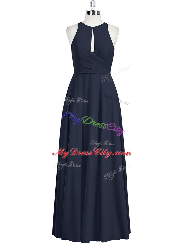 Suitable Black Zipper Scoop Ruching Prom Evening Gown Chiffon Sleeveless