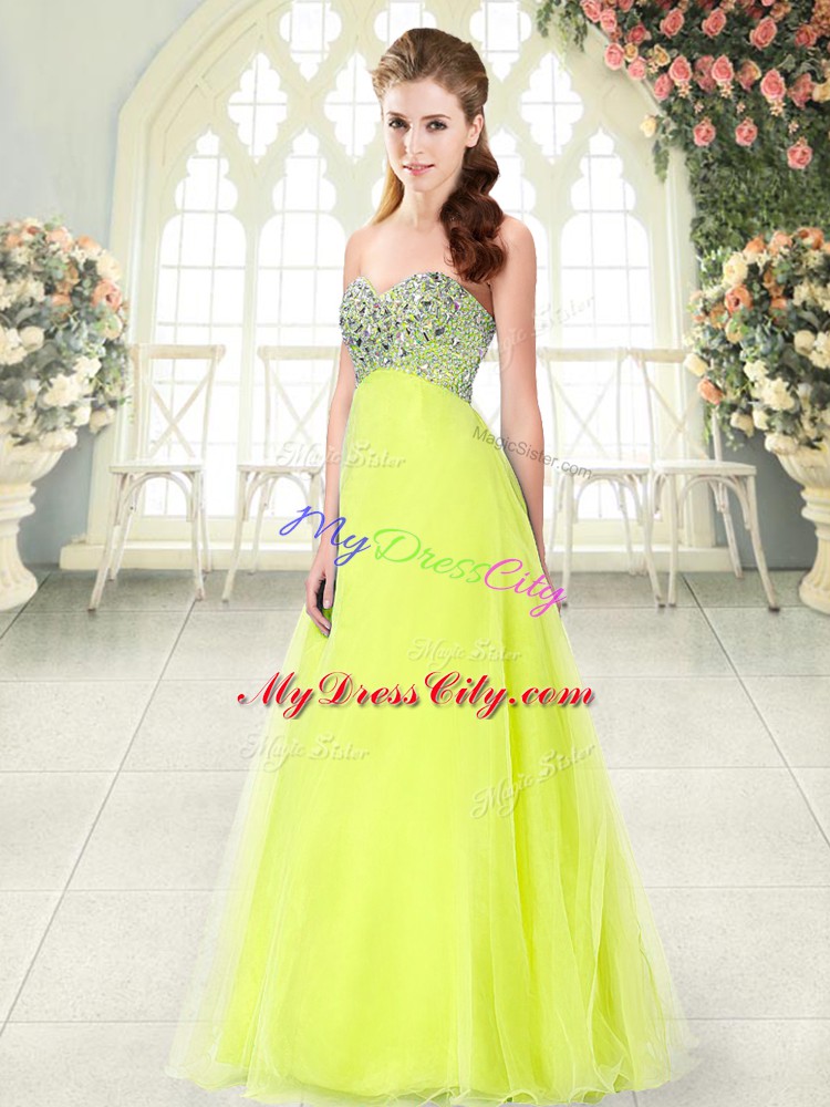 Sumptuous Sleeveless Beading Lace Up Dress for Prom