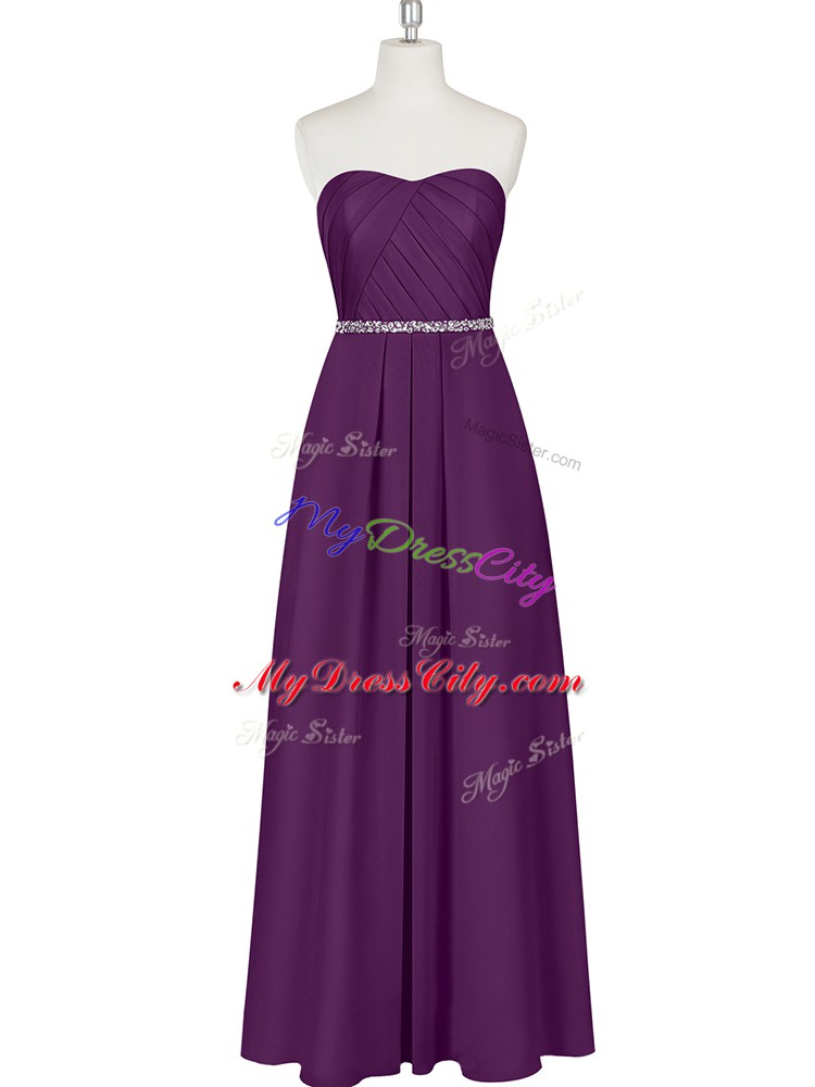 Free and Easy Purple Zipper Dress for Prom Beading Sleeveless Floor Length