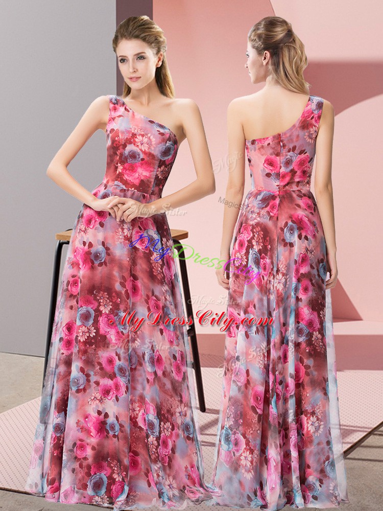 Multi-color Sleeveless Floor Length Pattern Zipper Prom Evening Gown