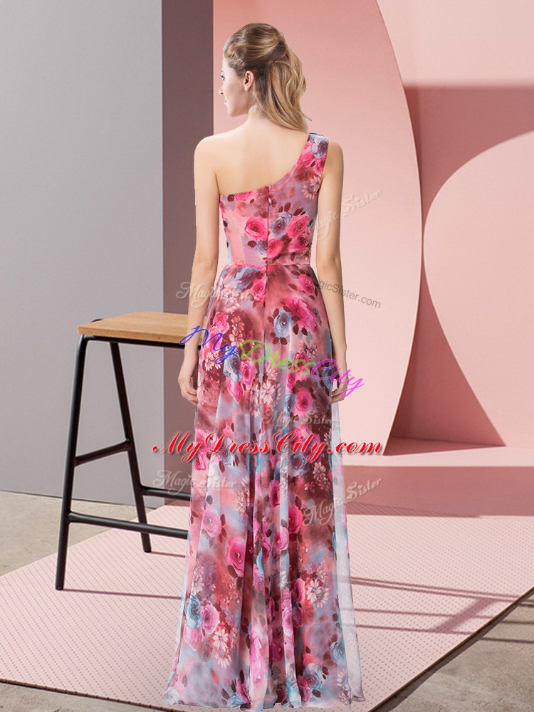 Multi-color Sleeveless Floor Length Pattern Zipper Prom Evening Gown