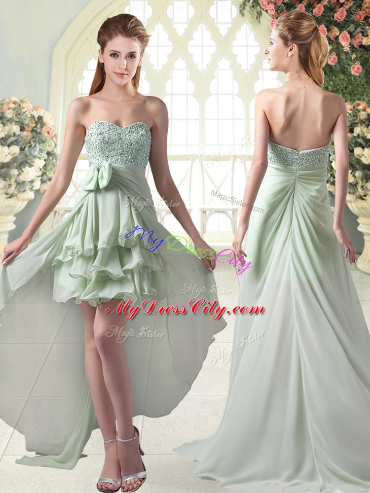 Sweetheart Sleeveless Zipper Prom Party Dress Apple Green Chiffon