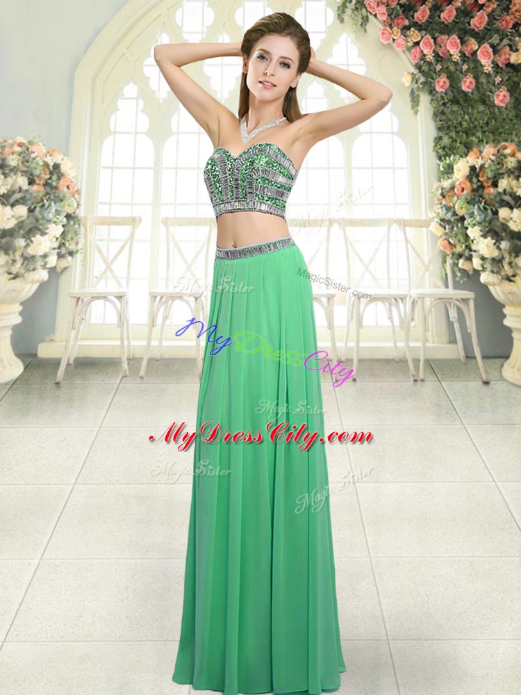 Smart Floor Length Green Prom Evening Gown Sweetheart Sleeveless Backless