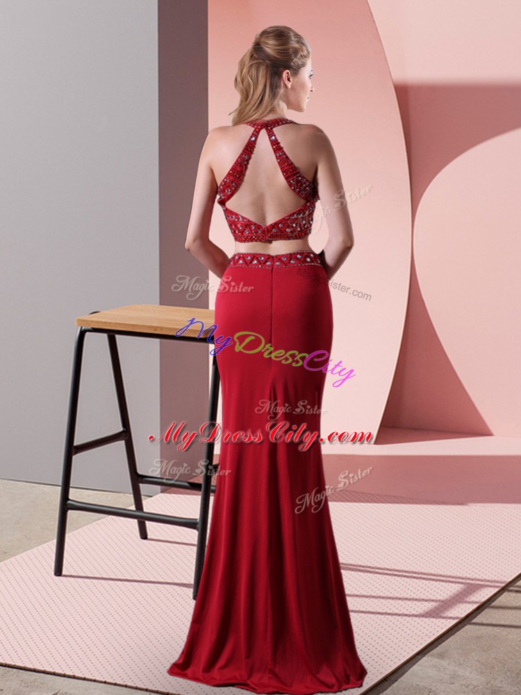 Sleeveless Beading Backless Prom Dress