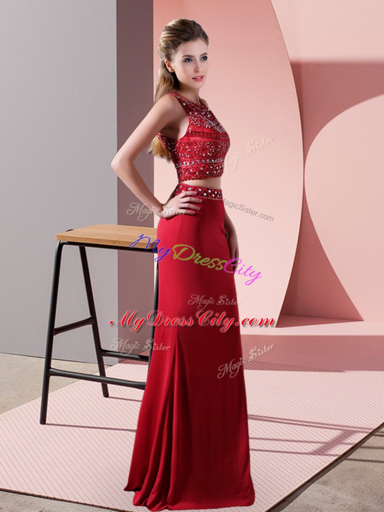 Sleeveless Beading Backless Prom Dress