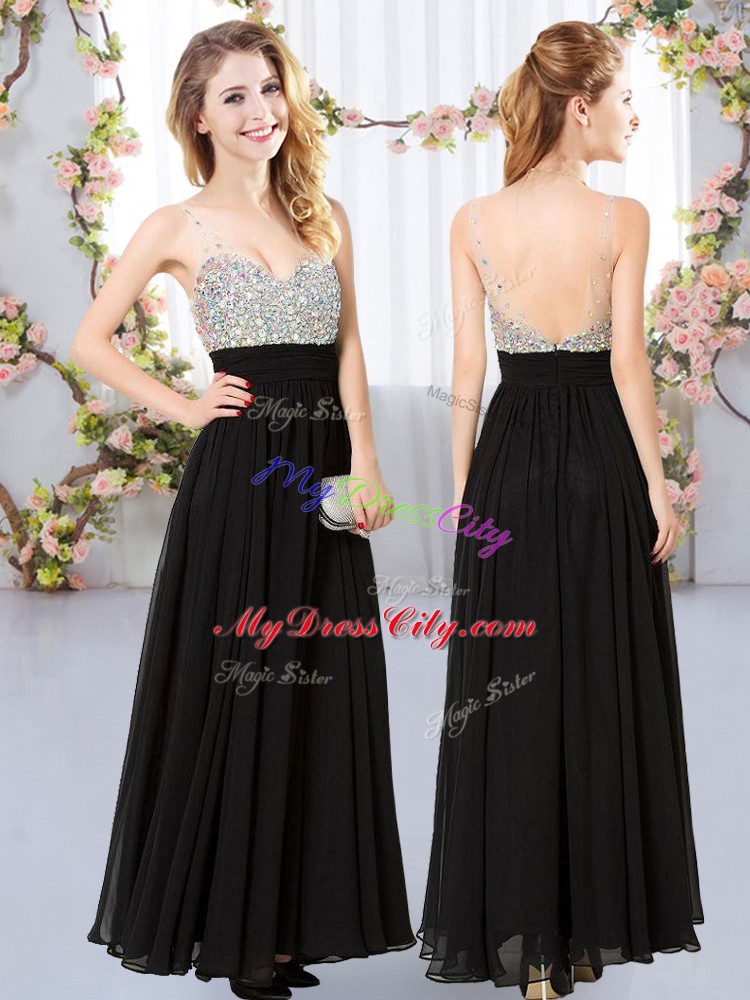 Sophisticated Sleeveless Beading Backless Bridesmaid Gown