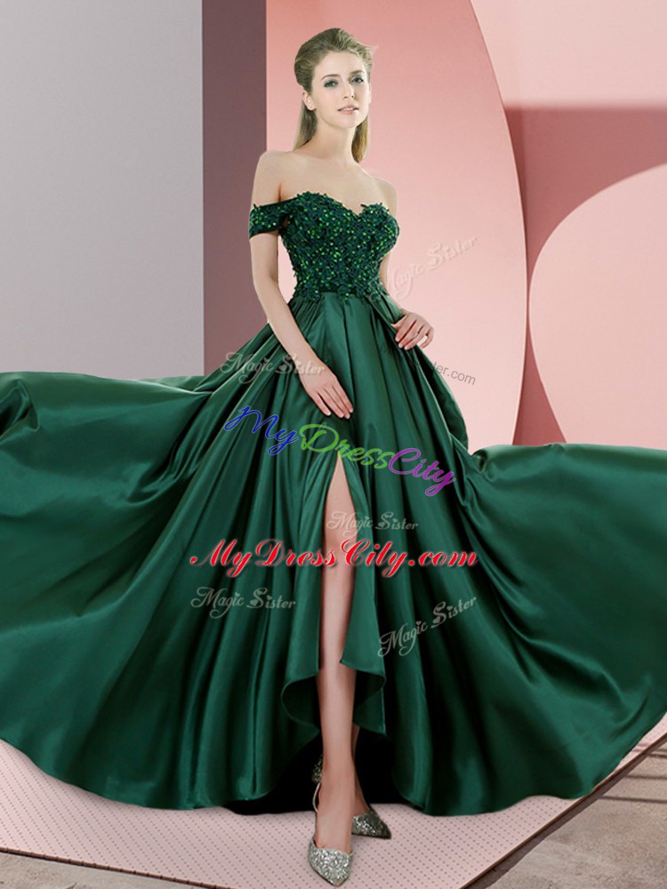 Flirting Green Spaghetti Straps Neckline Beading Evening Dress Sleeveless Lace Up