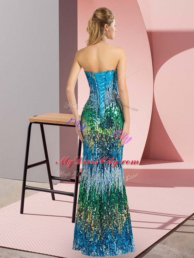 Elegant Sweetheart Sleeveless Dress for Prom Sequins Lace Up