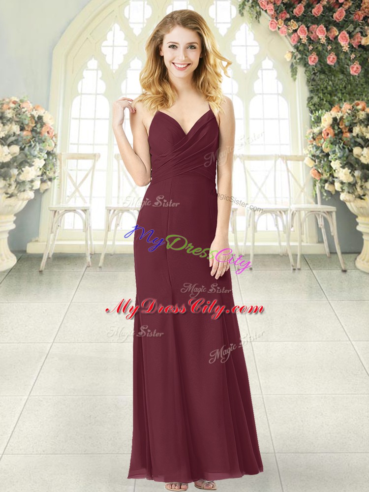 Sleeveless Zipper Floor Length Ruching