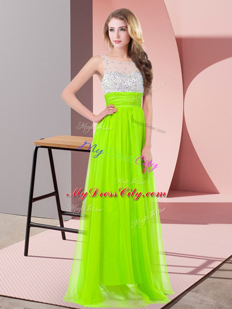 High Quality Scoop Sleeveless Side Zipper Prom Party Dress Chiffon