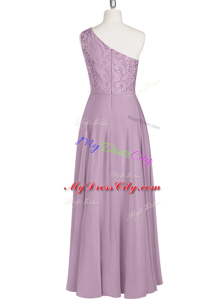 Purple Chiffon Zipper Homecoming Dress Sleeveless Floor Length Lace