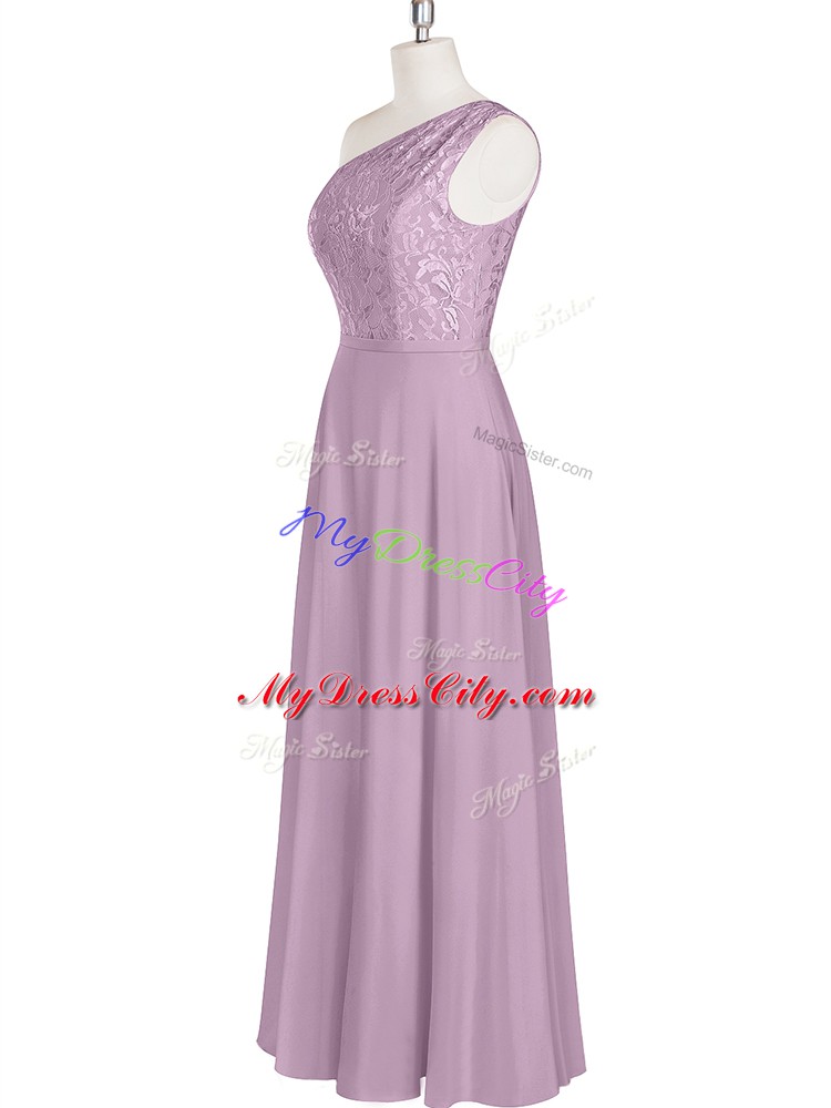 Purple Chiffon Zipper Homecoming Dress Sleeveless Floor Length Lace