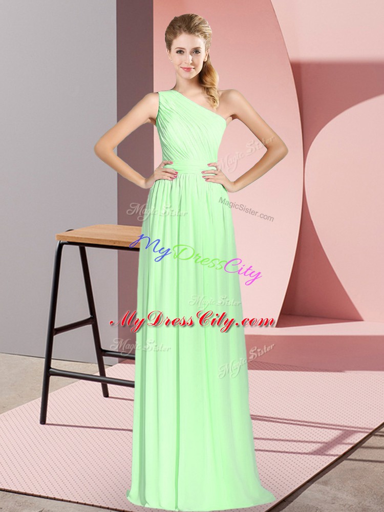 Stunning Lace Up One Shoulder Ruching Homecoming Dress Chiffon Sleeveless