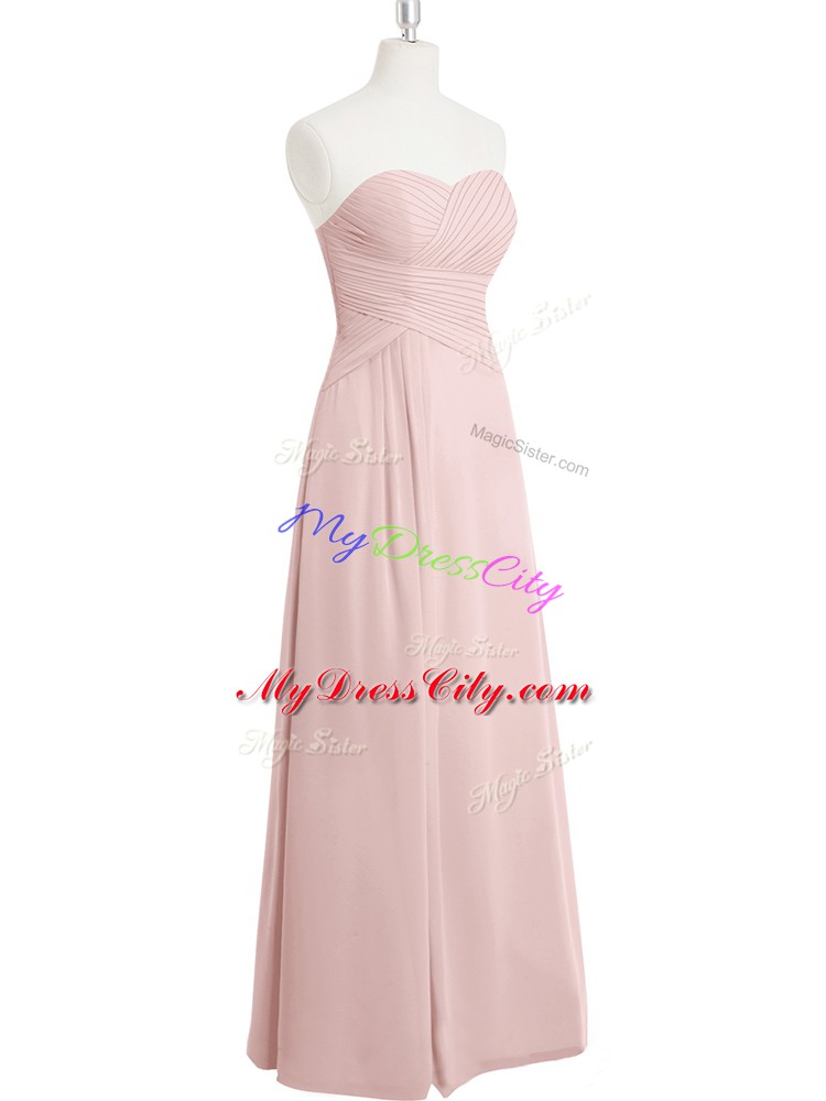 Sweetheart Sleeveless Zipper Homecoming Dress Baby Pink Chiffon