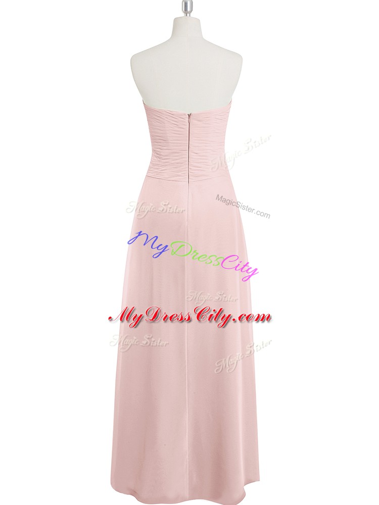 Sweetheart Sleeveless Zipper Homecoming Dress Baby Pink Chiffon