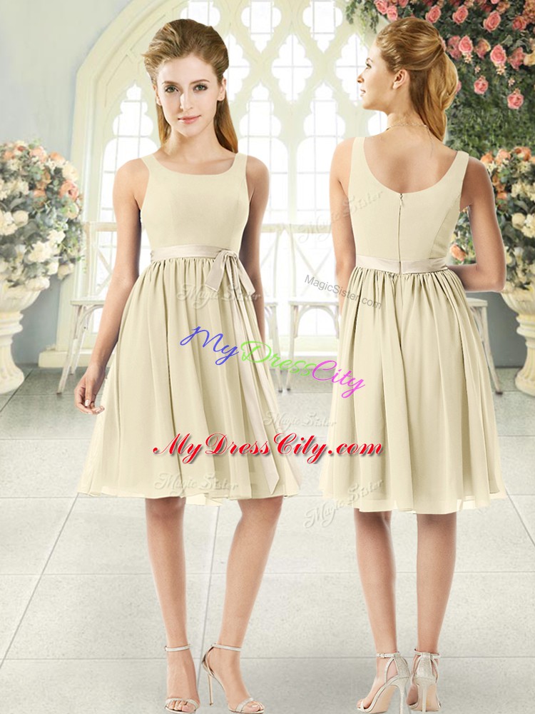 Fitting Light Yellow Scoop Zipper Ruching Prom Dress Sleeveless