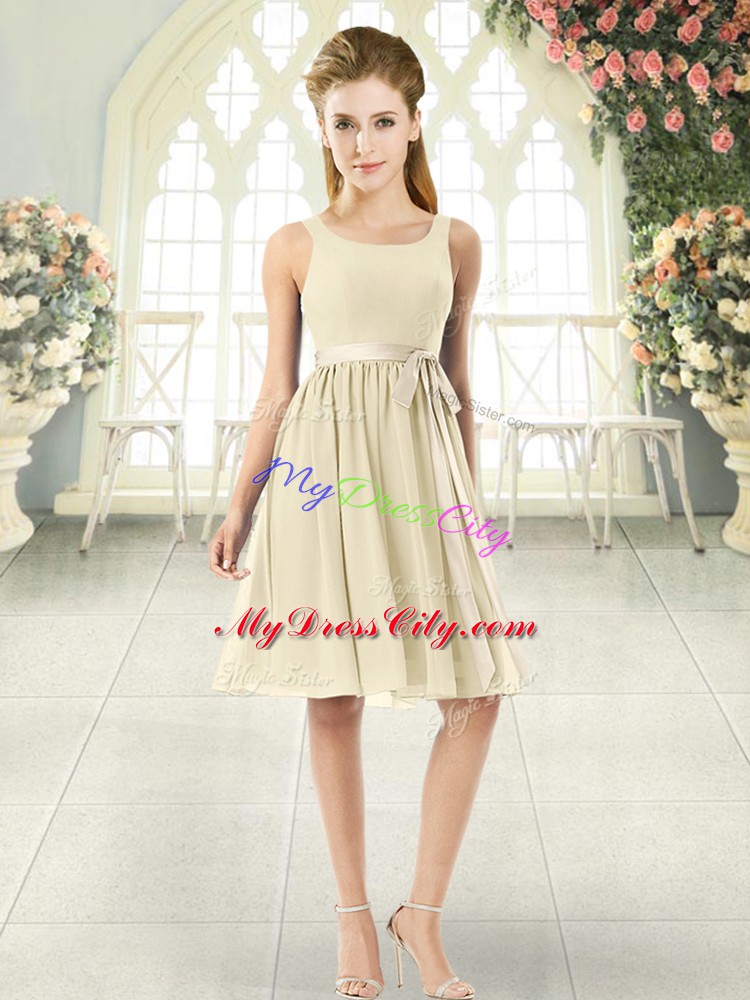 Fitting Light Yellow Scoop Zipper Ruching Prom Dress Sleeveless