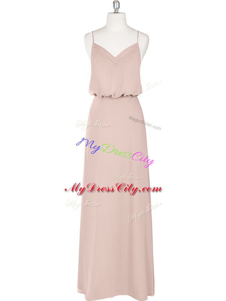 Best Chiffon Sleeveless Floor Length Prom Party Dress and Ruching