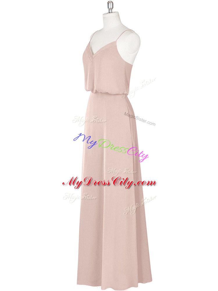 Best Chiffon Sleeveless Floor Length Prom Party Dress and Ruching