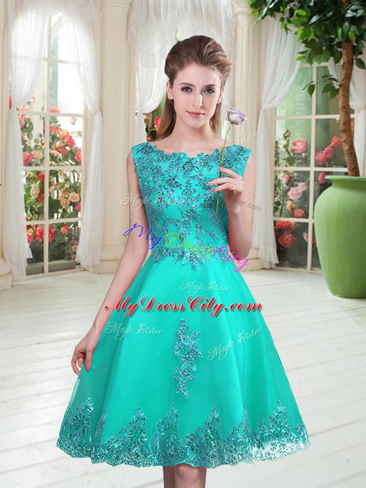 Sleeveless Beading and Appliques Lace Up Evening Dress