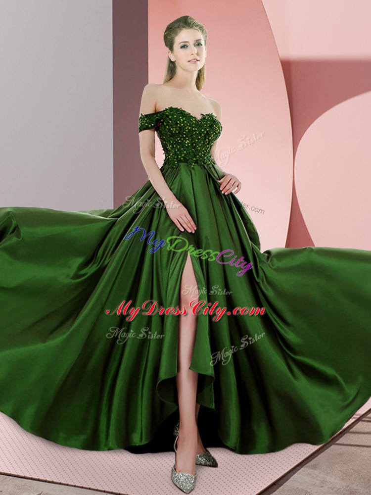 Latest Sleeveless Sweep Train Backless Beading Prom Gown